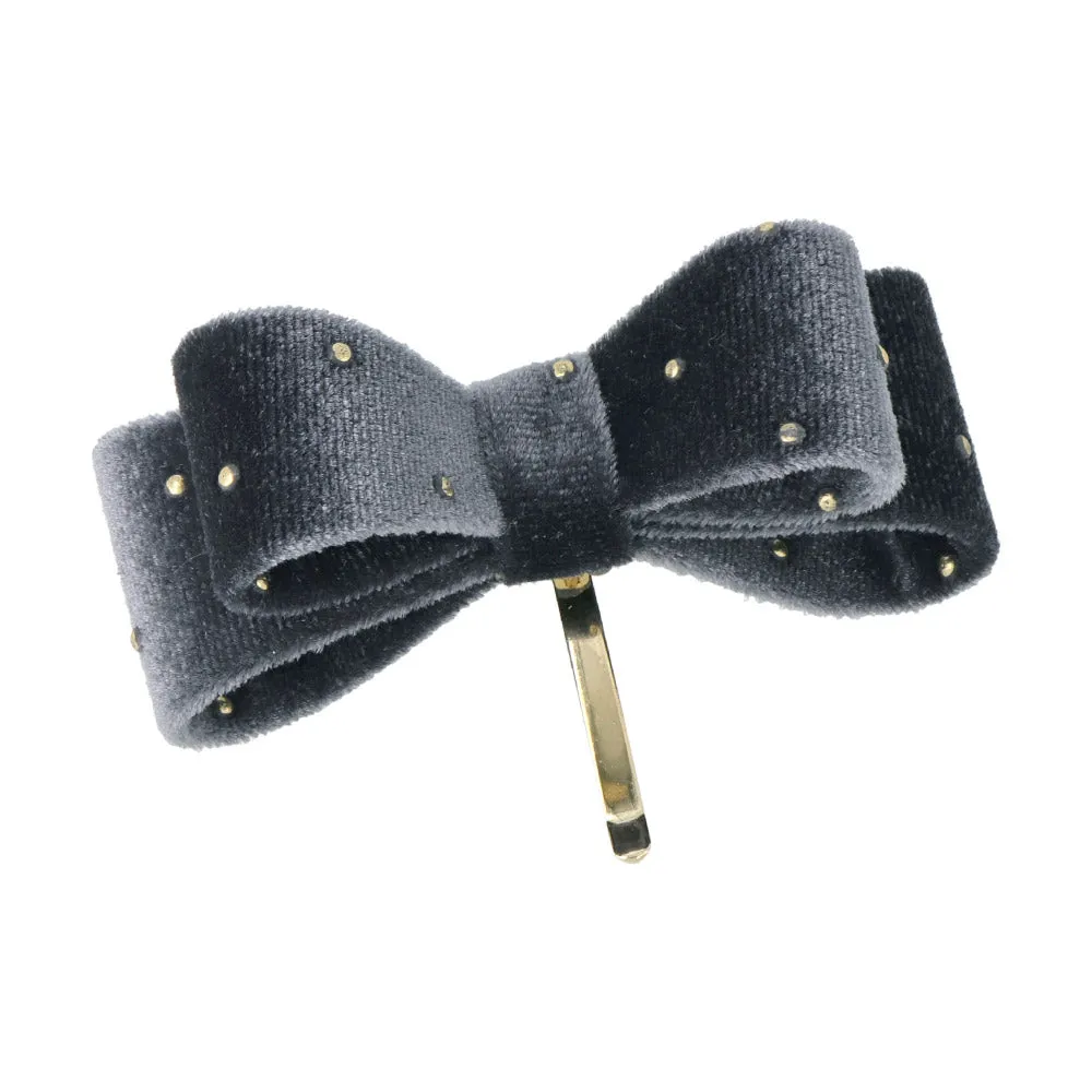 Dot Velvet Bow Pony Hook