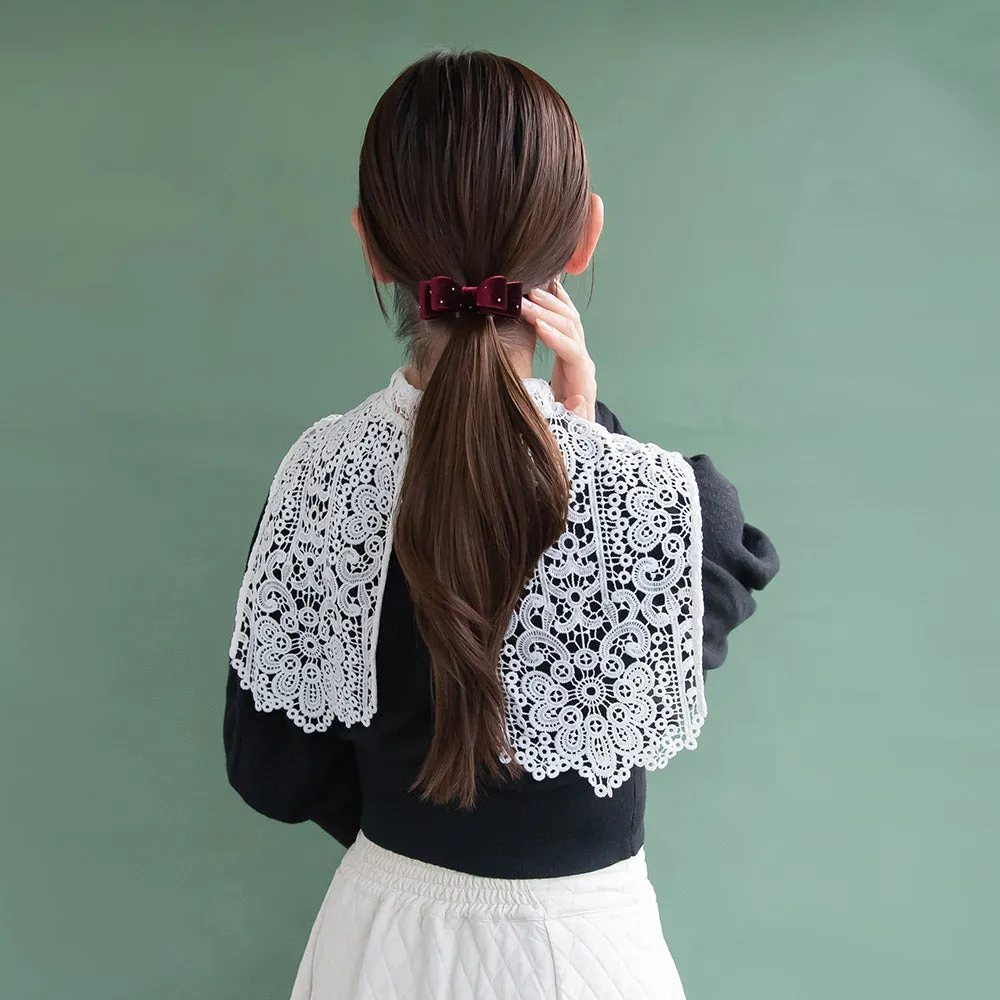 Dot Velvet Bow Pony Hook