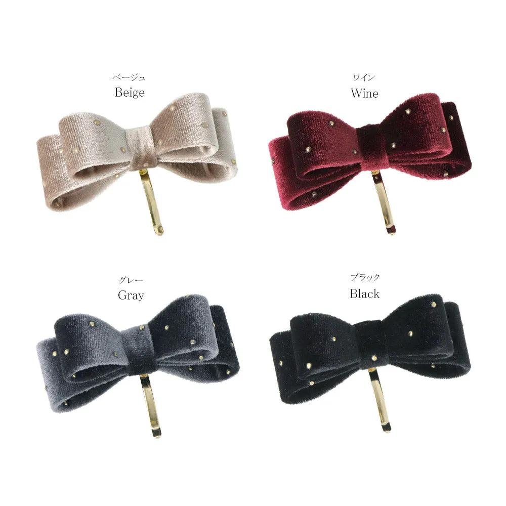 Dot Velvet Bow Pony Hook