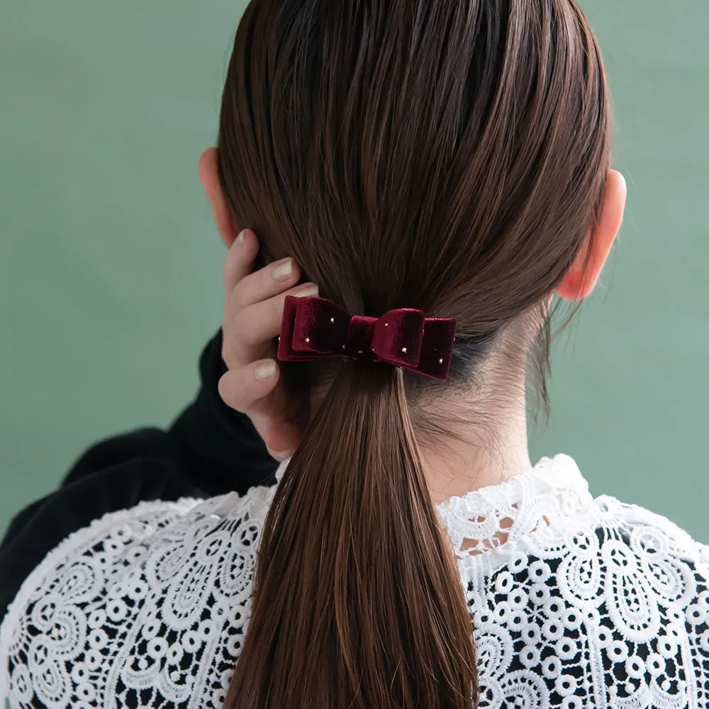 Dot Velvet Bow Pony Hook