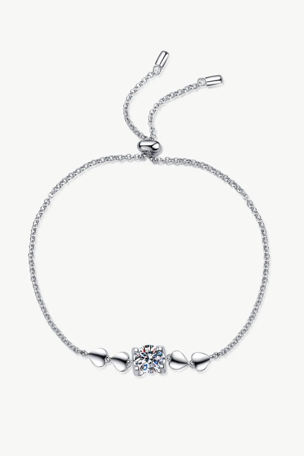 Elegant Heart-Shaped Moissanite Bracelet - Timeless Sterling Silver Beauty