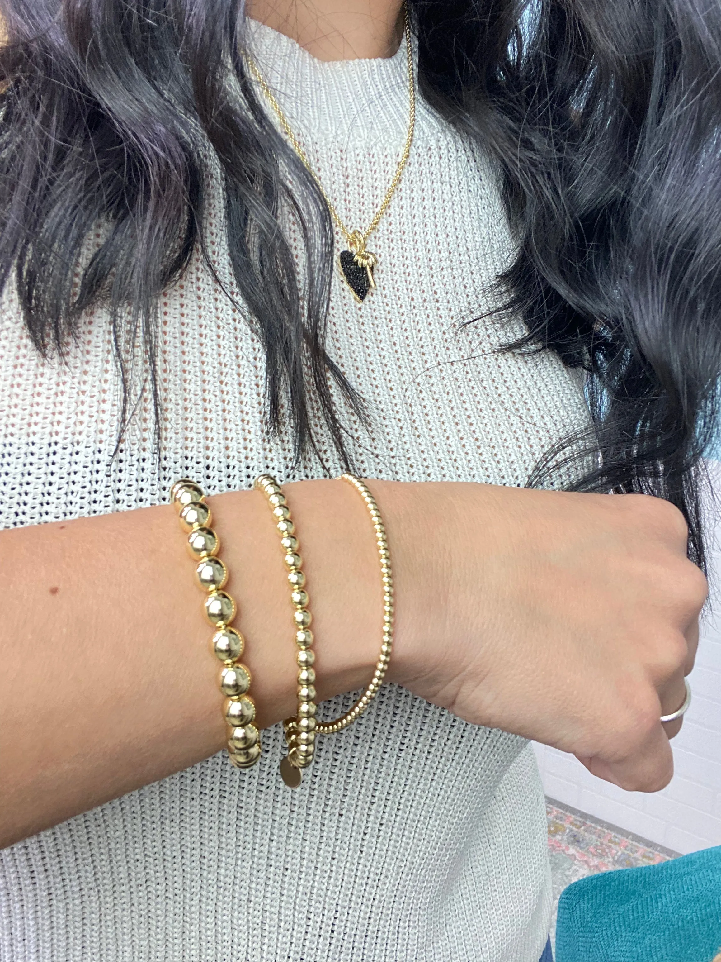 Gold Adjustable Beaded Bracelet- 8mm
