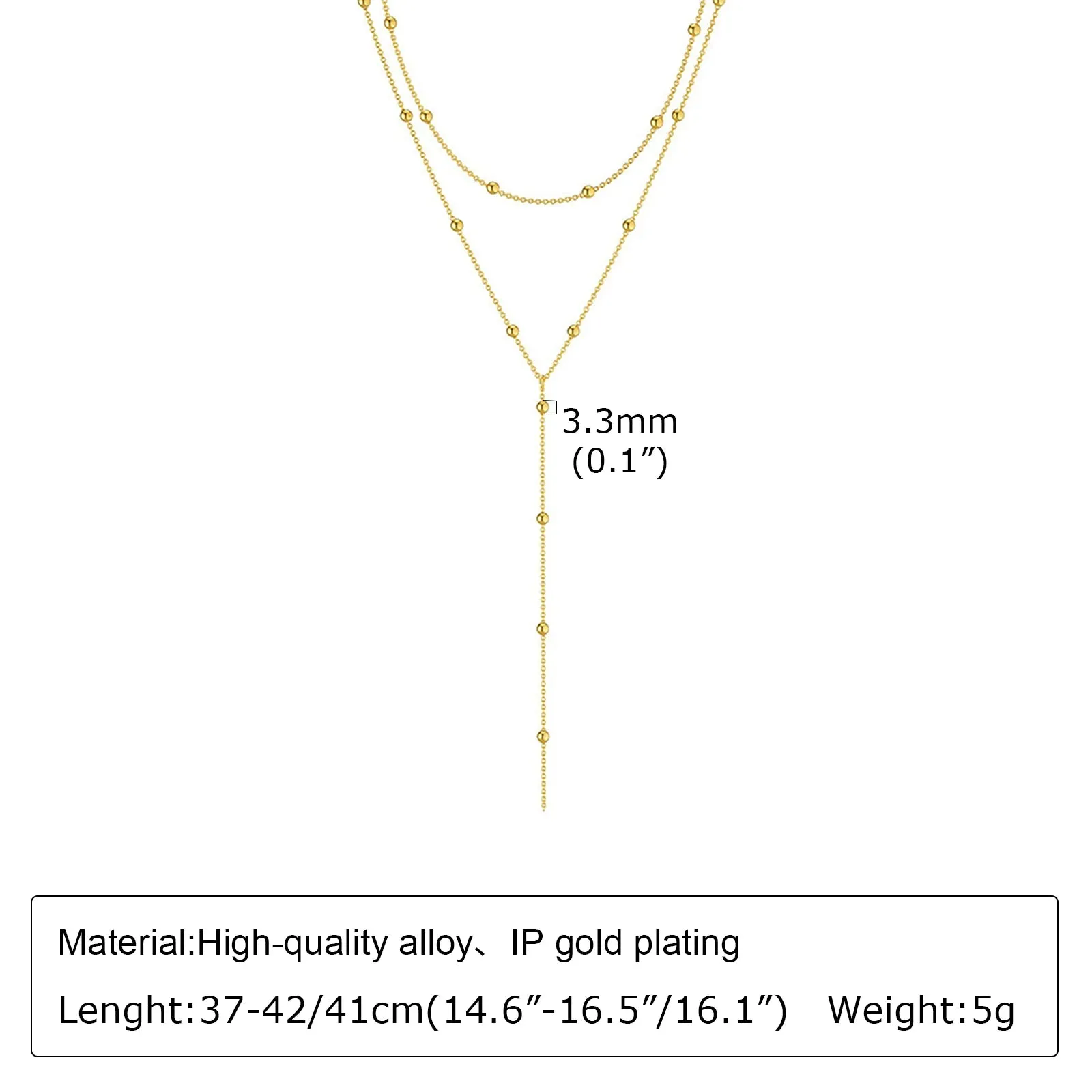 Gold Plated Lariat Necklace for Women, Double Layered Chic