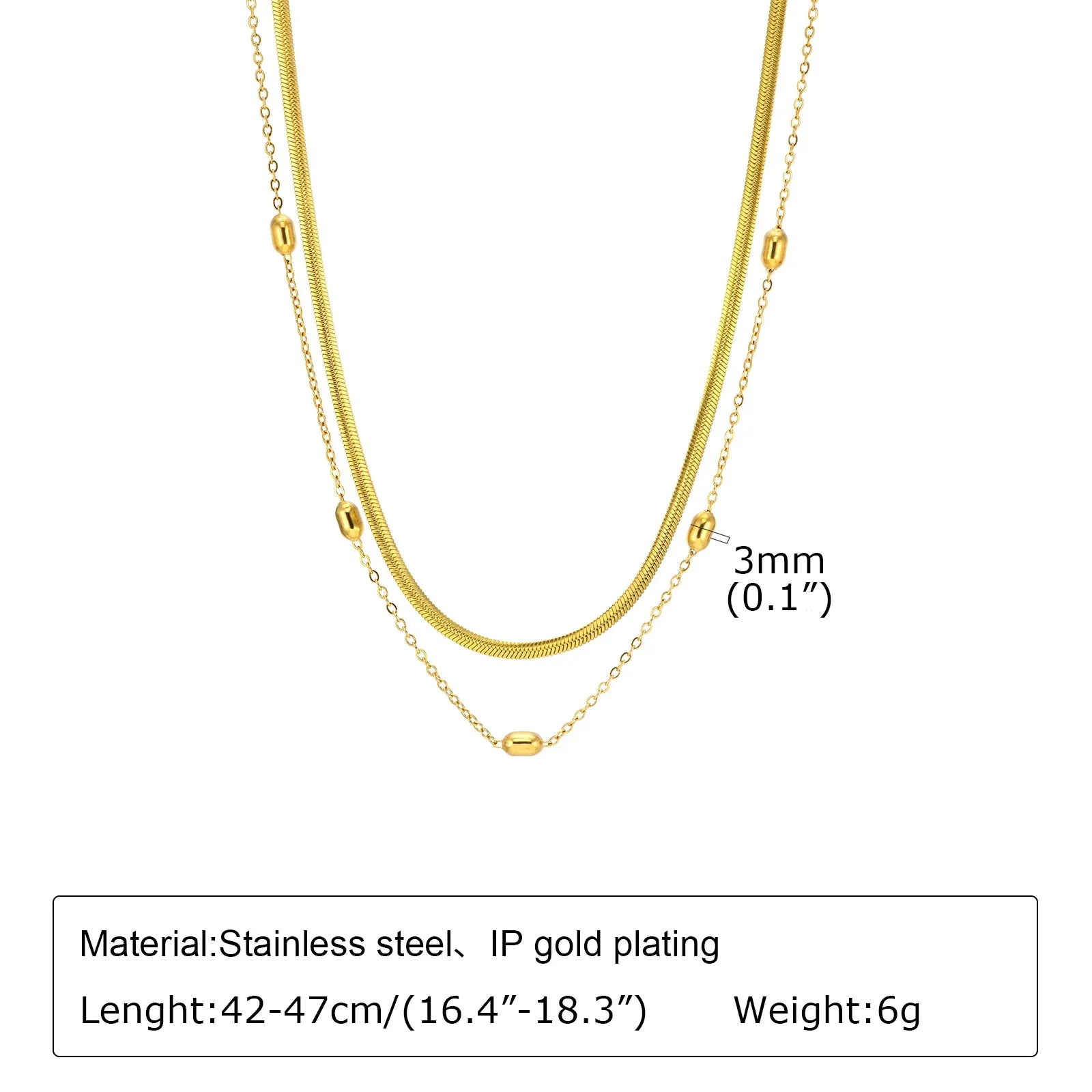Gold Plated Lariat Necklace for Women, Double Layered Chic