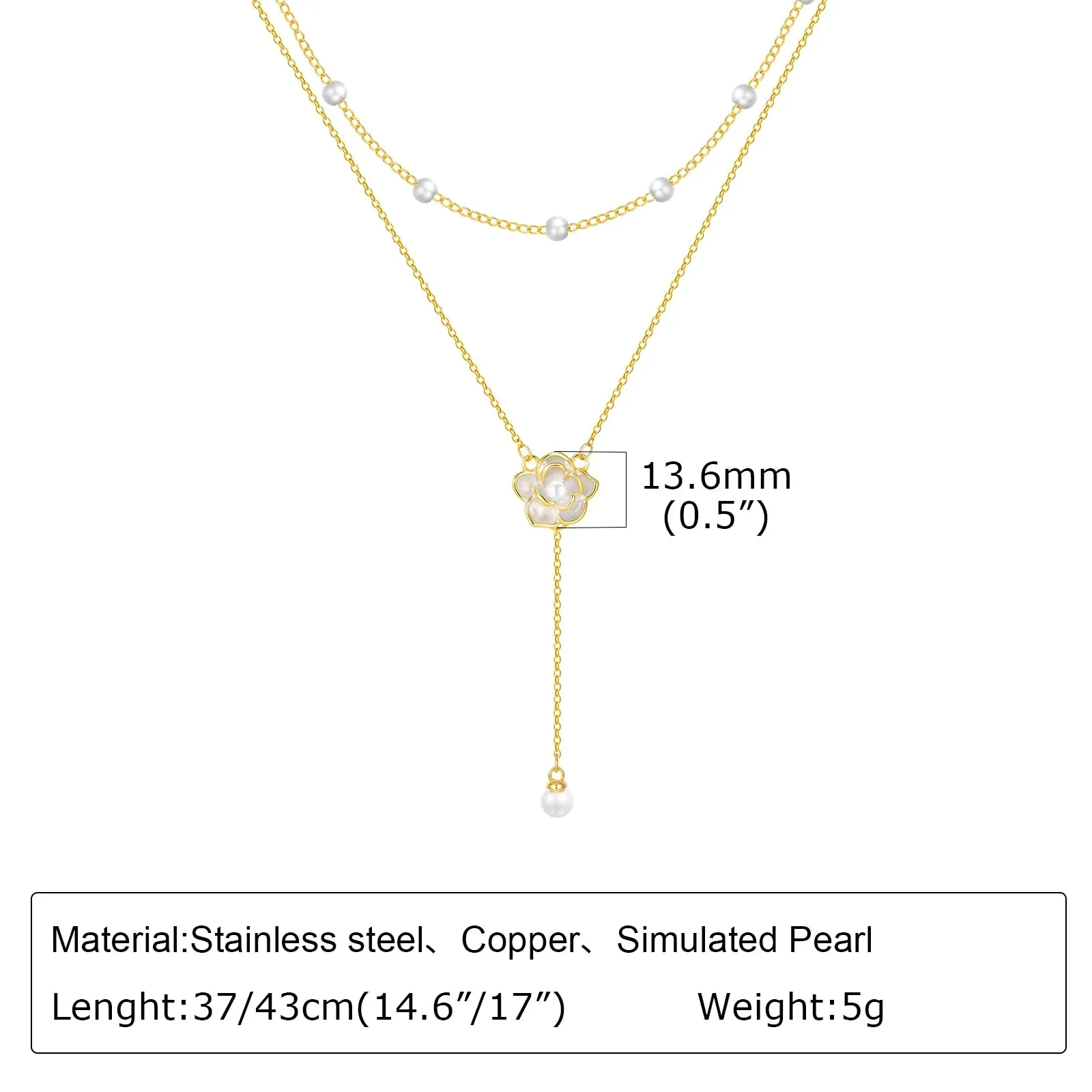 Gold Plated Lariat Necklace for Women, Double Layered Chic