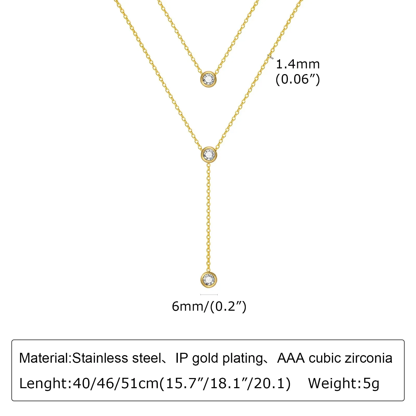Gold Plated Lariat Necklace for Women, Double Layered Chic