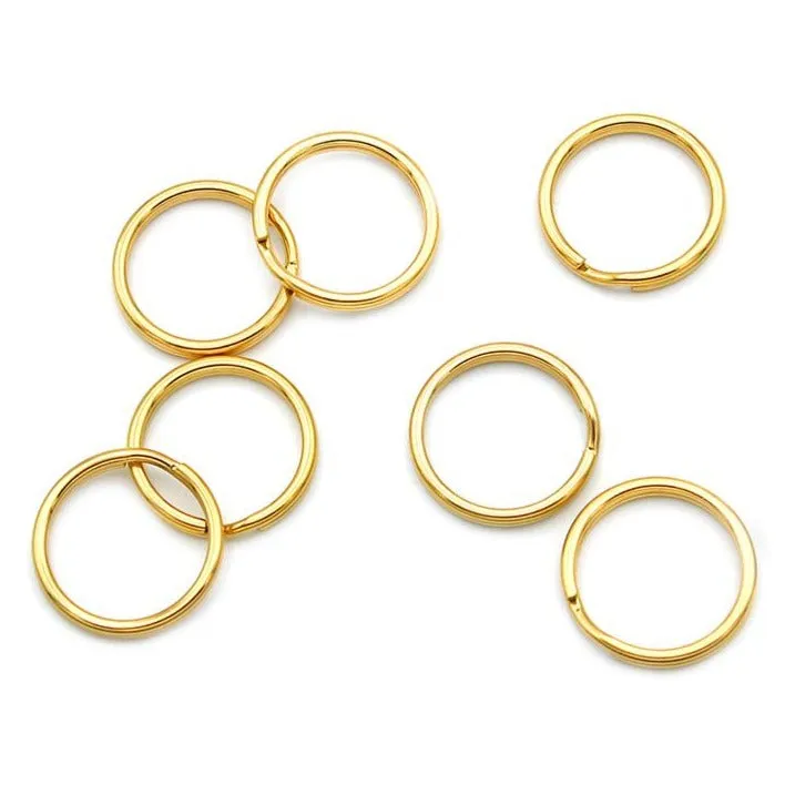 Gold Stainless Steel Key Rings - 20mm - 5 Pieces - Z1644