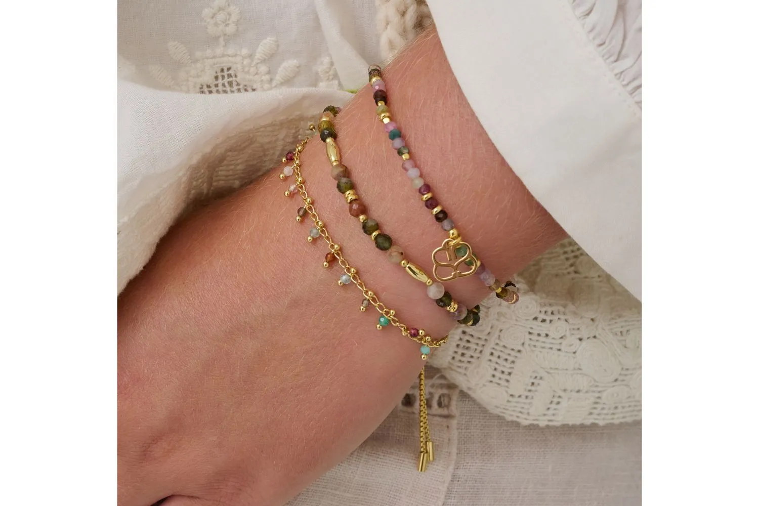 Kea 3 Layer Gemstone Bracelet Stack
