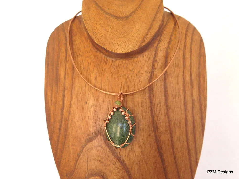 Large Russian Serpentine Pendant Woven in Copper, gift for her