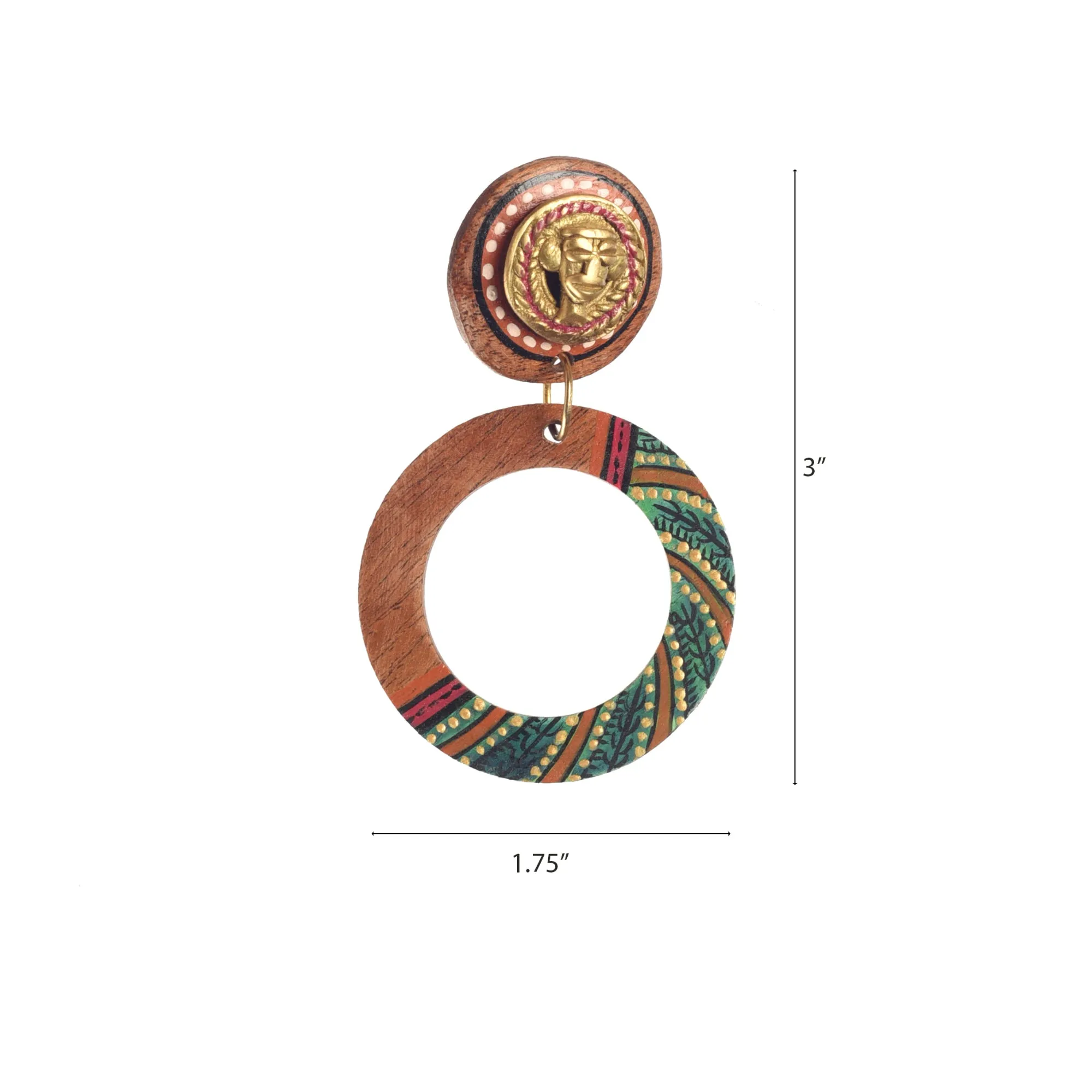 Life's Circle Handcrafted Earrings (Green)