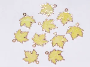 Light Yellow Leaf Designer Metallic Charms