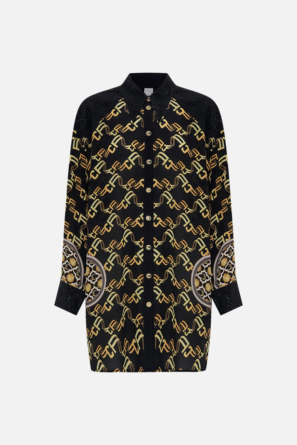 LONG LINE SHIRT WITH YOKE AND BUTTON DETAIL TETHER ME NOT