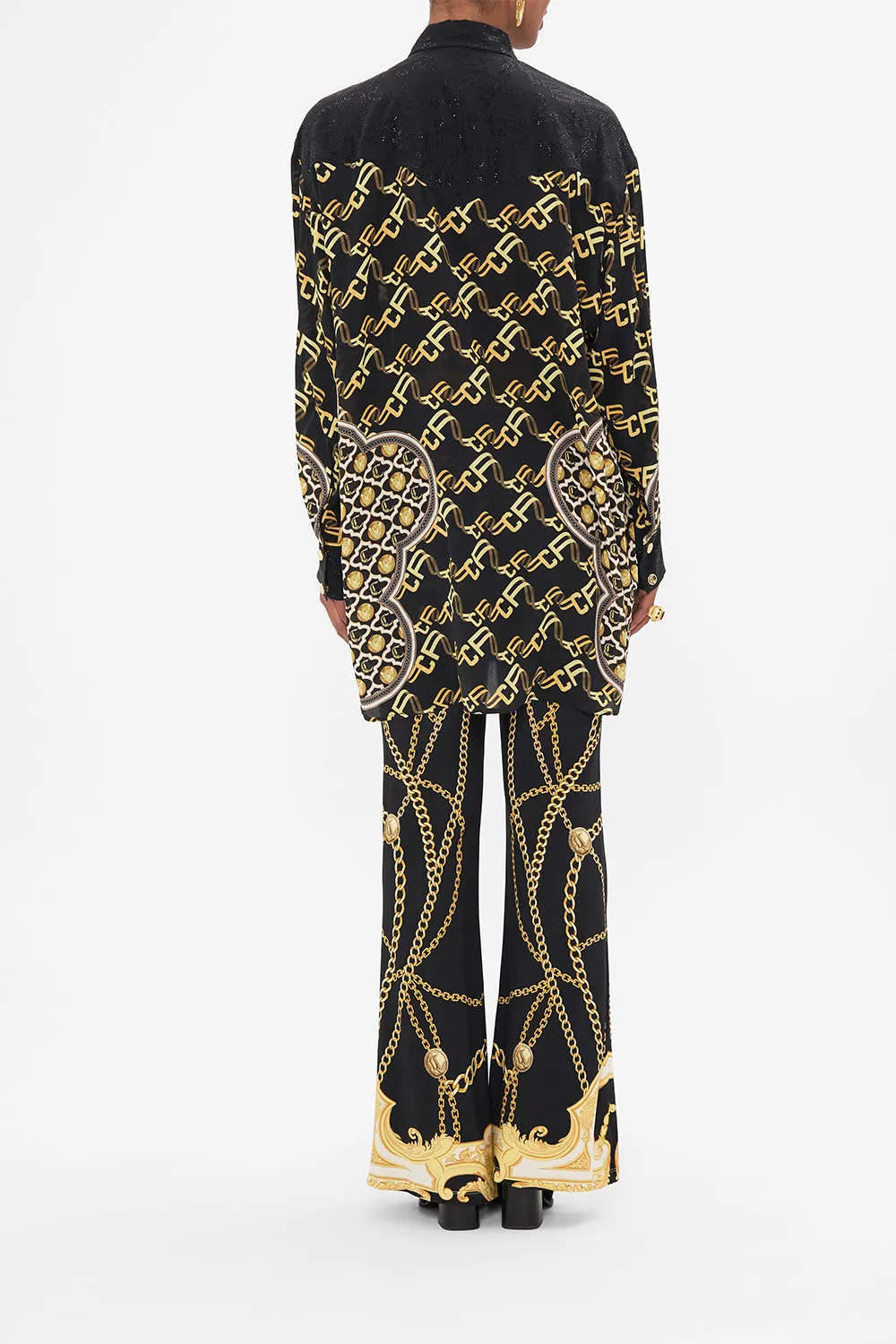 LONG LINE SHIRT WITH YOKE AND BUTTON DETAIL TETHER ME NOT
