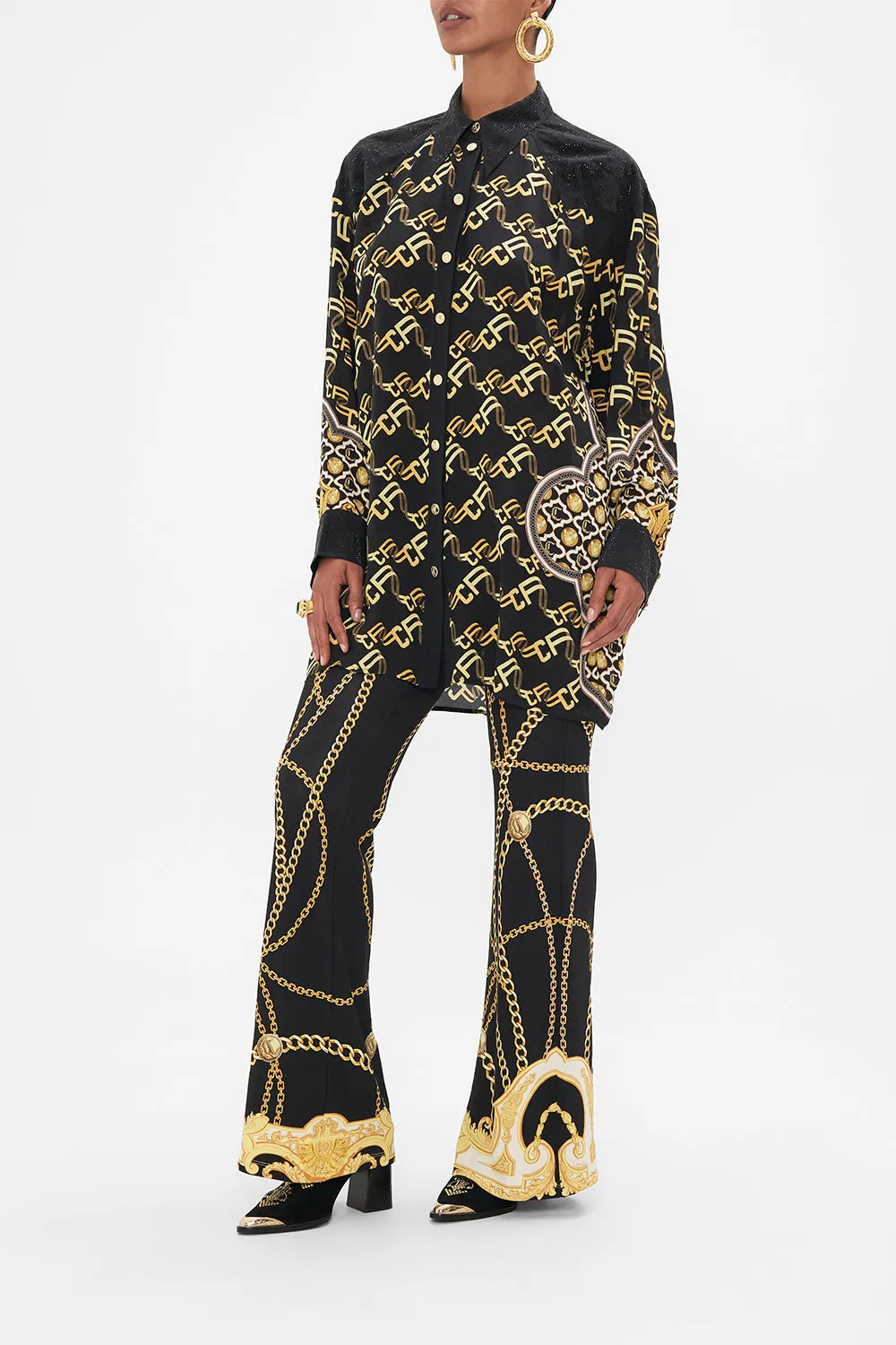 LONG LINE SHIRT WITH YOKE AND BUTTON DETAIL TETHER ME NOT