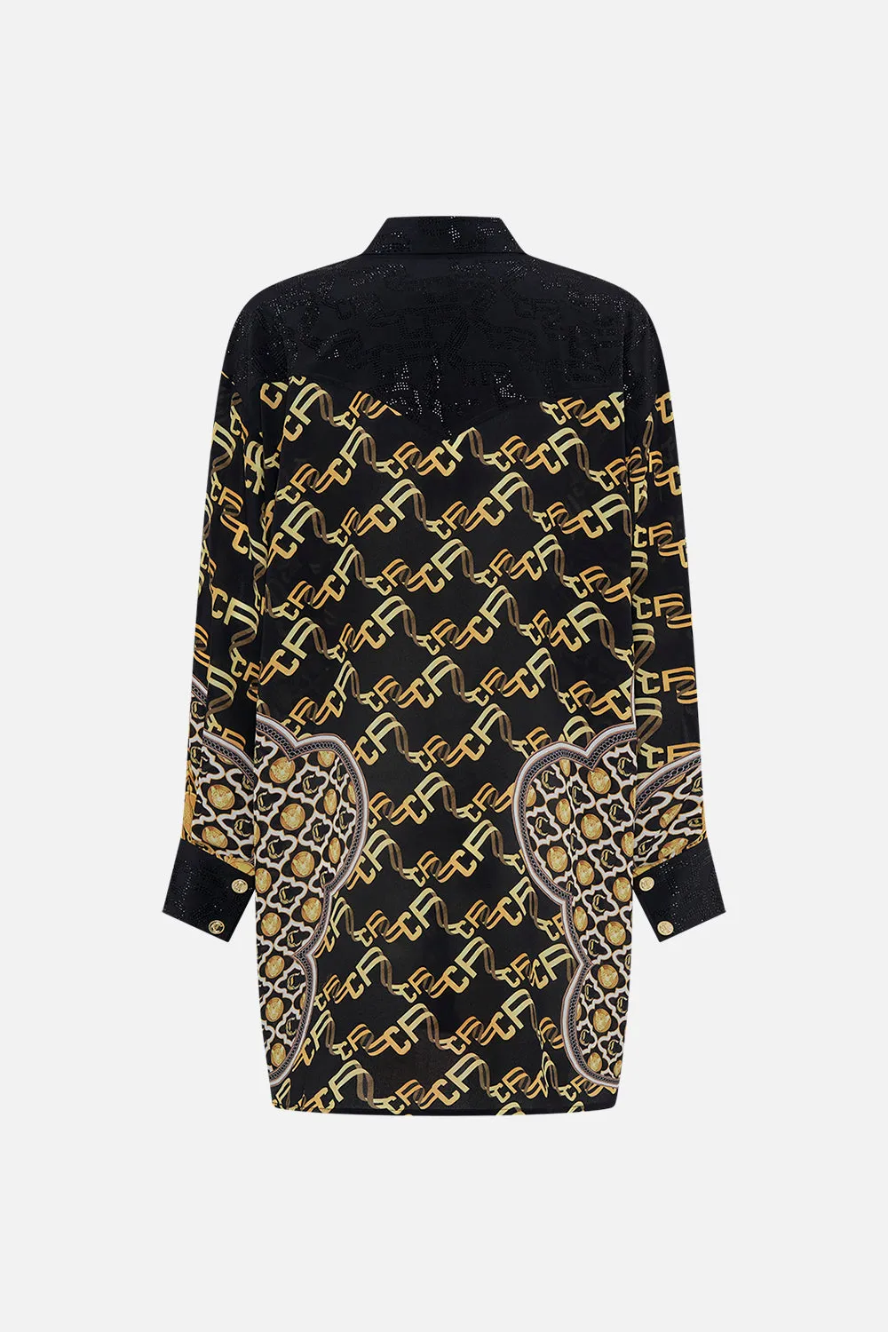 LONG LINE SHIRT WITH YOKE AND BUTTON DETAIL TETHER ME NOT