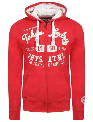 Mantua Bay Zip Through Hoodie In Tokyo Red Marl - Tokyo Laundry