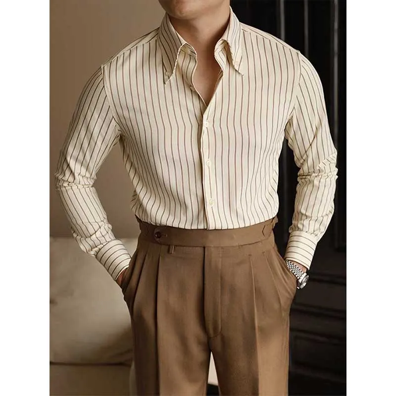 Men's Business Casual Striped Button Down Shirt