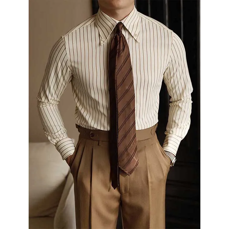 Men's Business Casual Striped Button Down Shirt