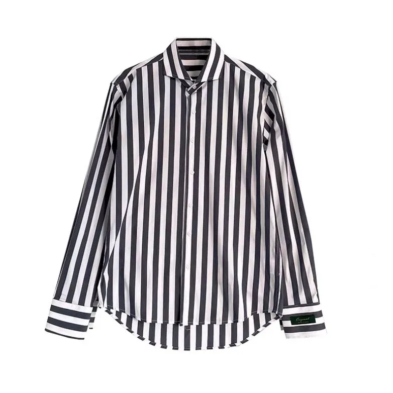 Men's Business Vintage Slim Fit Windsor Collar Striped Shirt