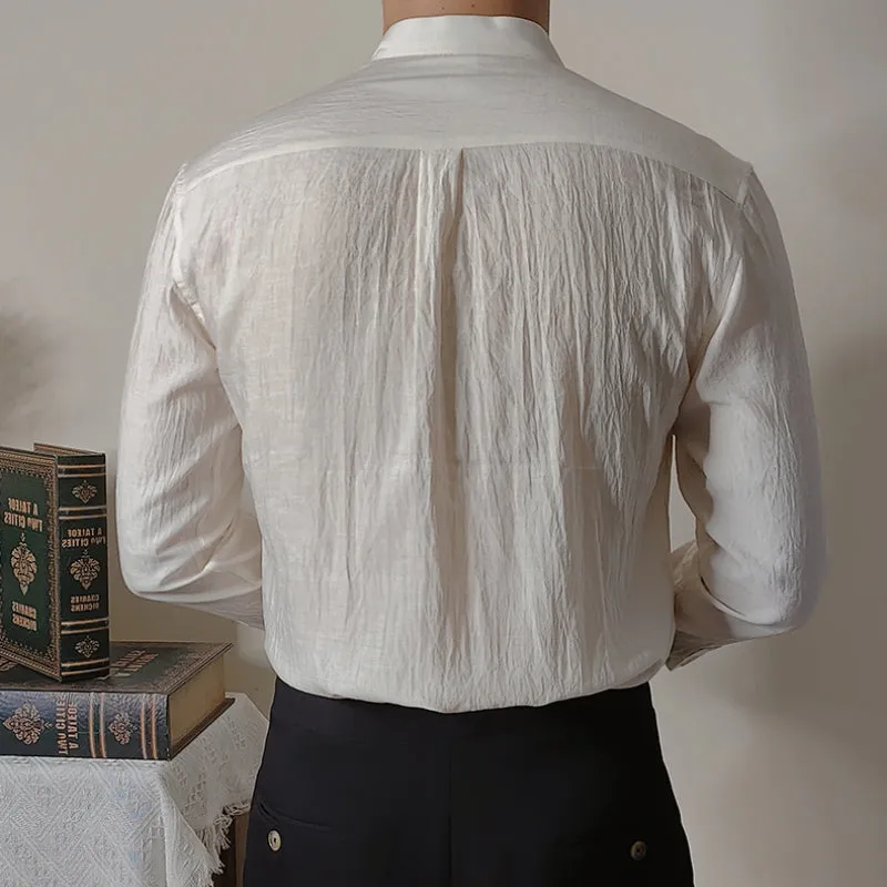 Men's Casual Slim Fit Cotton And Linen Shirt