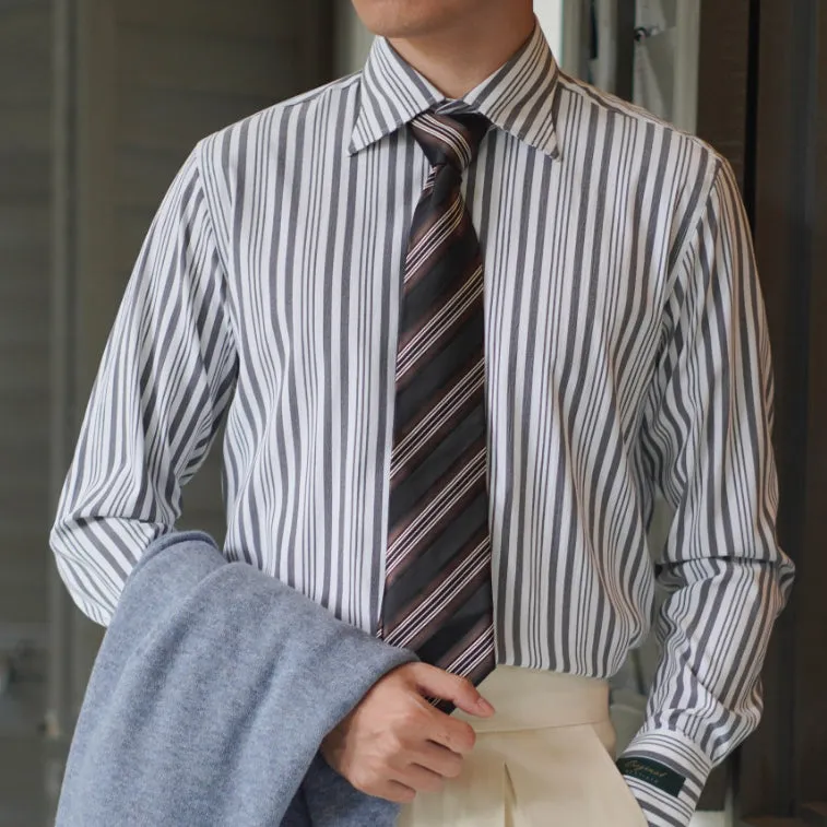 Men's French Collar Striped Business Non-iron Long-sleeved Shirt