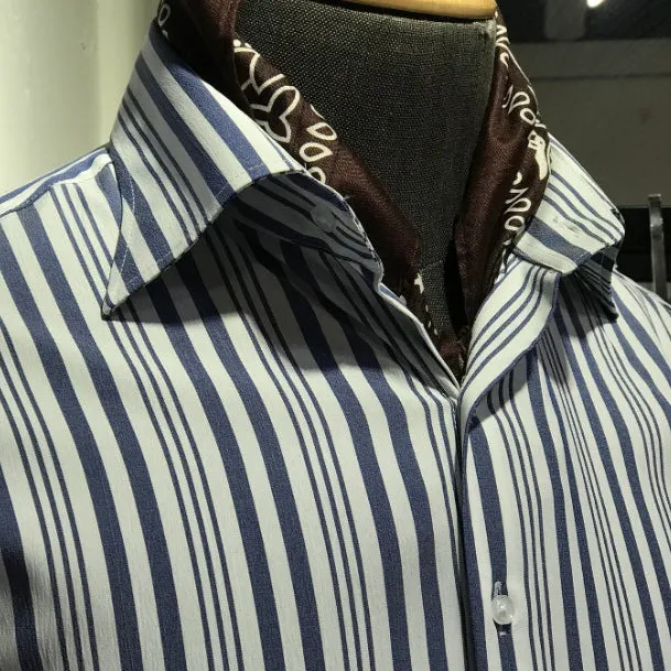 Men's French Collar Striped Business Non-iron Long-sleeved Shirt