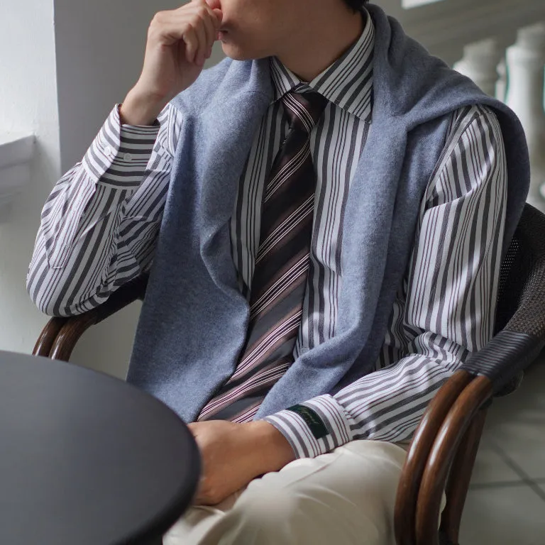 Men's French Collar Striped Business Non-iron Long-sleeved Shirt