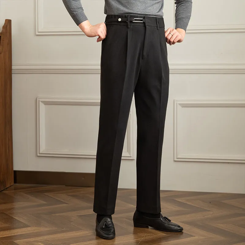 Mens Hidden Expandable Waistband Classic Fit Front Pleated Dress Pant