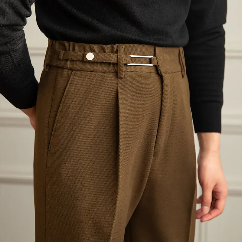 Mens Hidden Expandable Waistband Classic Fit Front Pleated Dress Pant