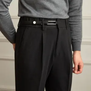 Mens Hidden Expandable Waistband Classic Fit Front Pleated Dress Pant