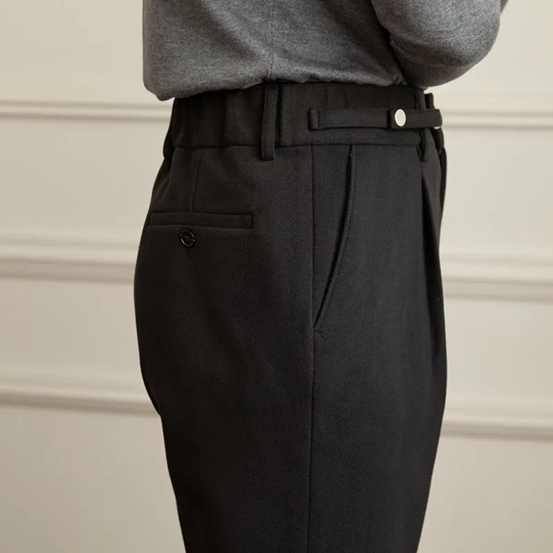 Mens Hidden Expandable Waistband Classic Fit Front Pleated Dress Pant