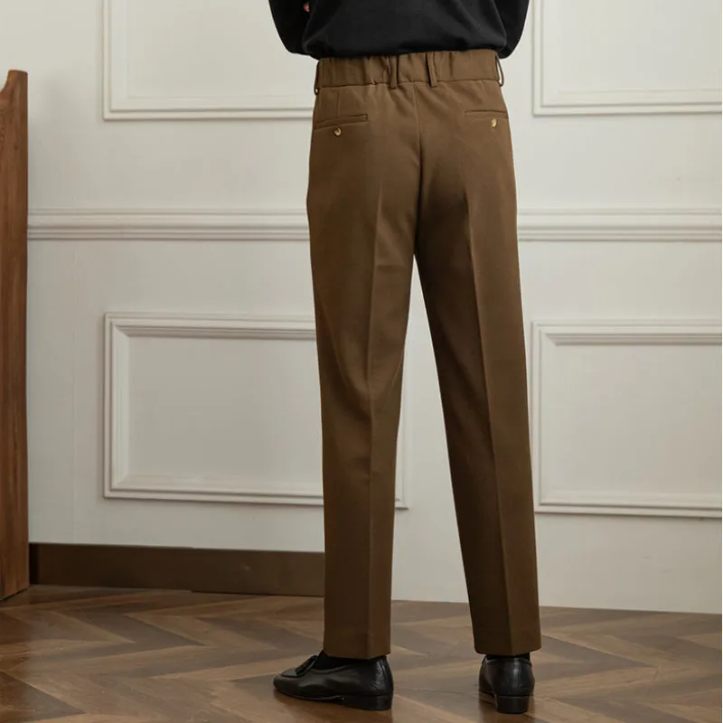 Mens Hidden Expandable Waistband Classic Fit Front Pleated Dress Pant