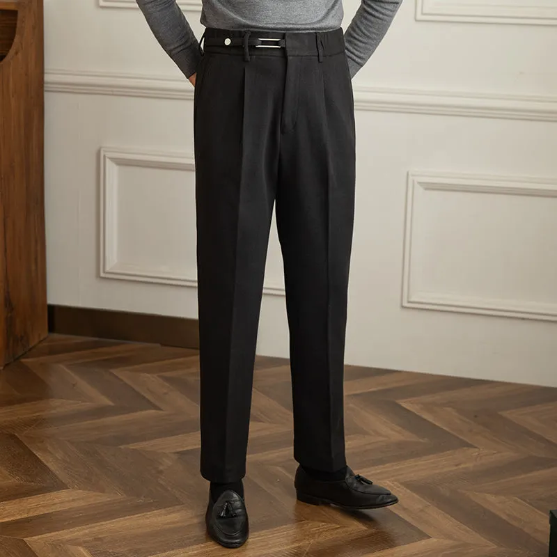 Mens Hidden Expandable Waistband Classic Fit Front Pleated Dress Pant
