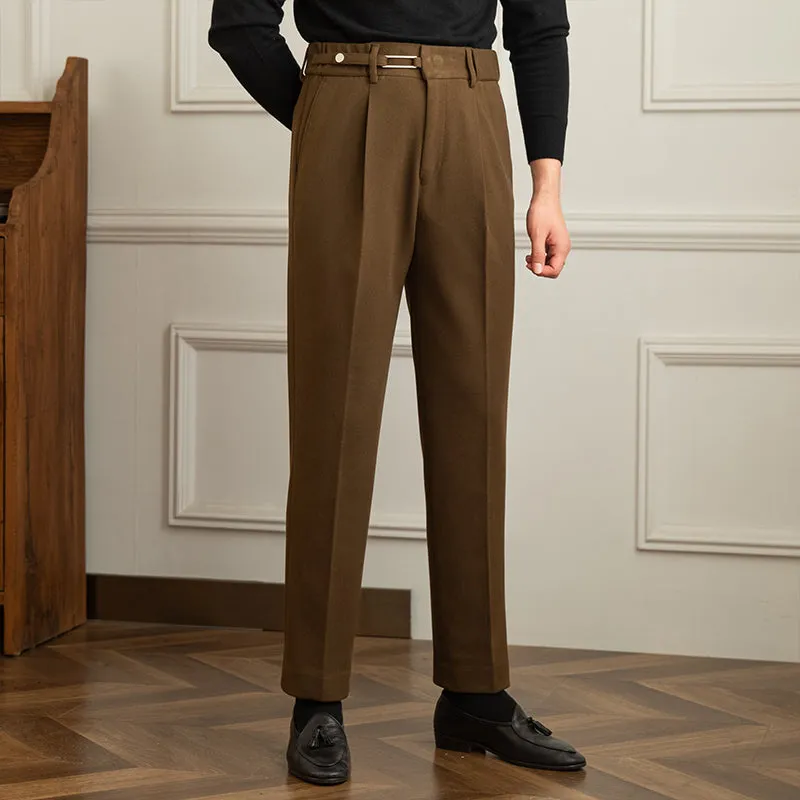 Mens Hidden Expandable Waistband Classic Fit Front Pleated Dress Pant