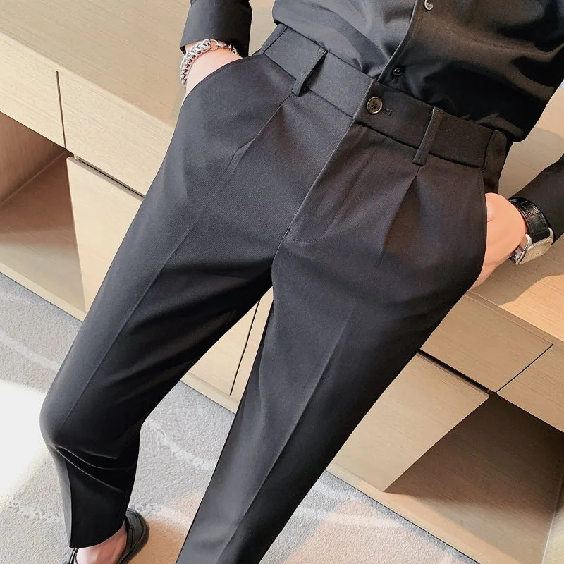 Mens Slim Fit Business Nine Point Casual Pants