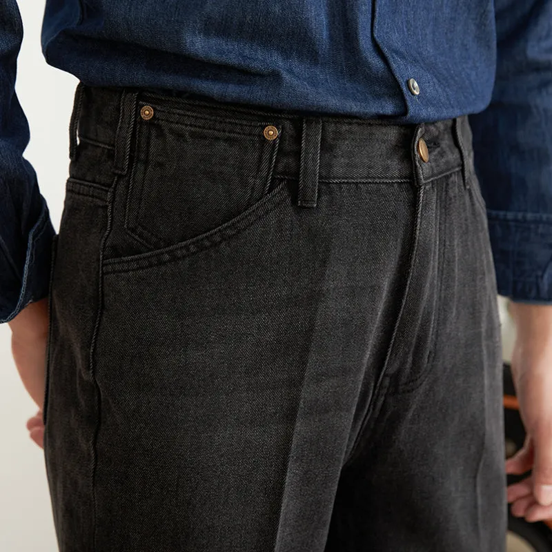Men's Straight Casual Pants British Nine Point Jeans