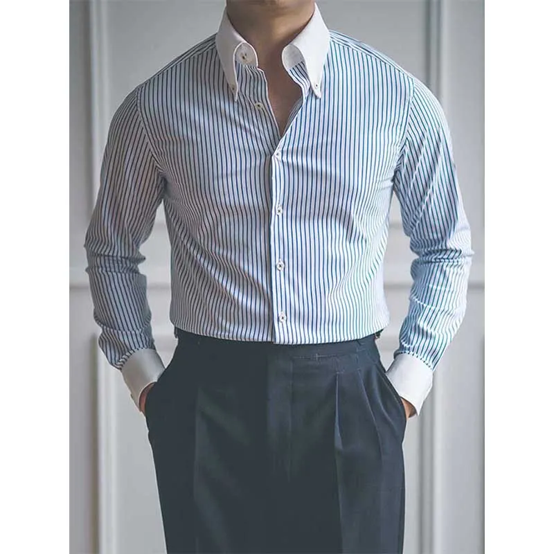 Men's Vintage Business Casual Striped Shirt