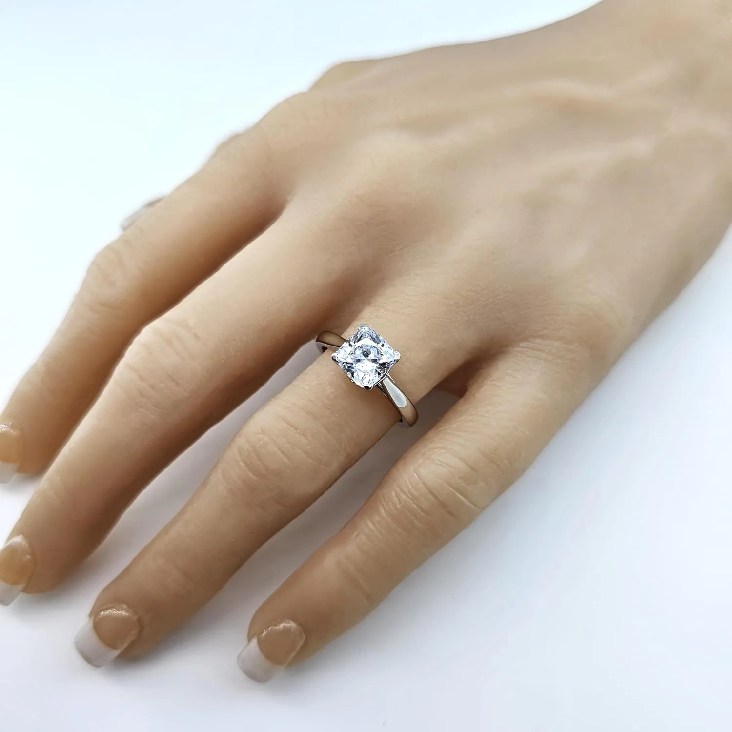 NANA Jewels 1to4ct Simulated Diamond Engagement ring Round-Princess-Cushion-Asscher Solitaire Lucita Cz & Silver
