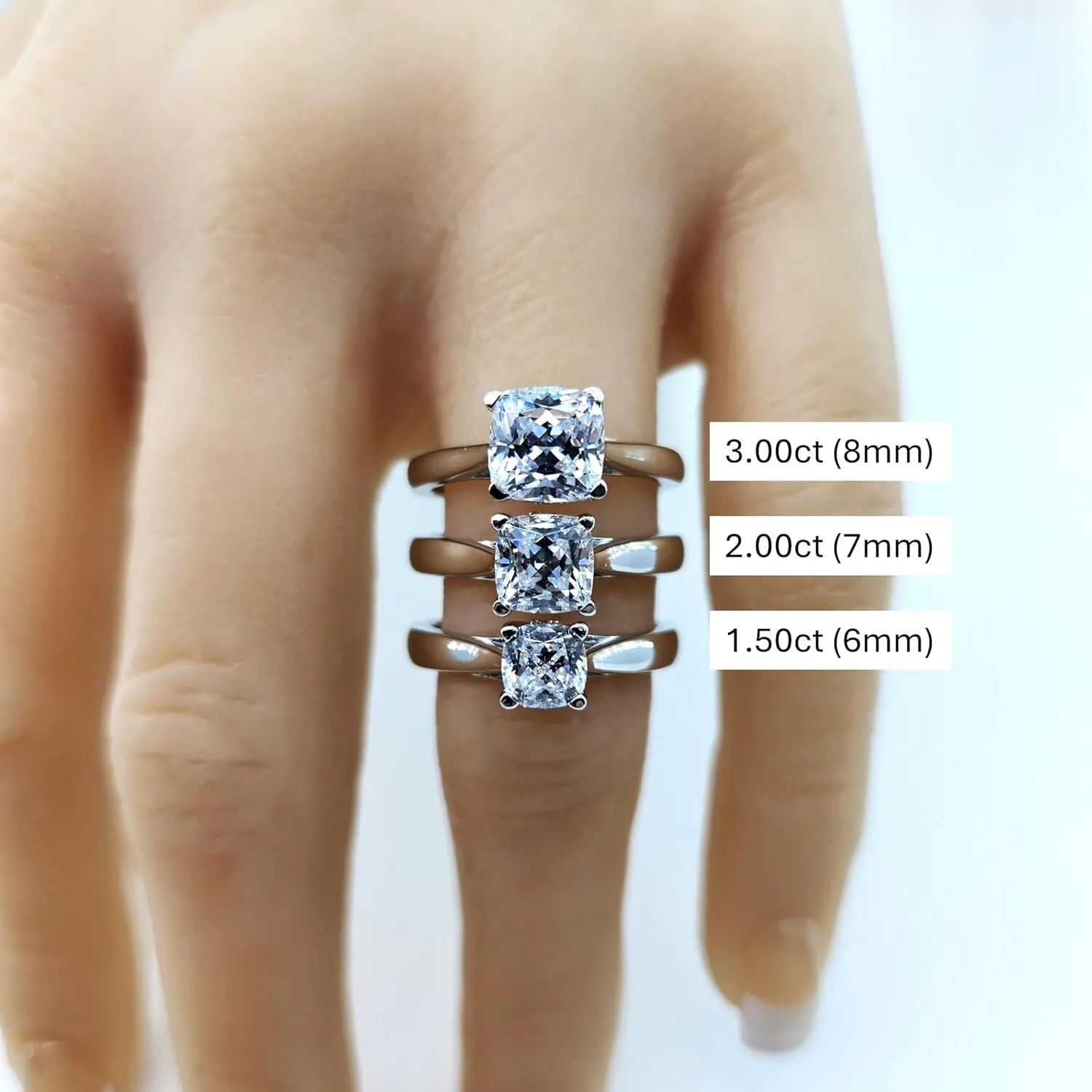 NANA Jewels 1to4ct Simulated Diamond Engagement ring Round-Princess-Cushion-Asscher Solitaire Lucita Cz & Silver