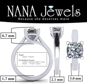 NANA Jewels 1to4ct Simulated Diamond Engagement ring Round-Princess-Cushion-Asscher Solitaire Lucita Cz & Silver