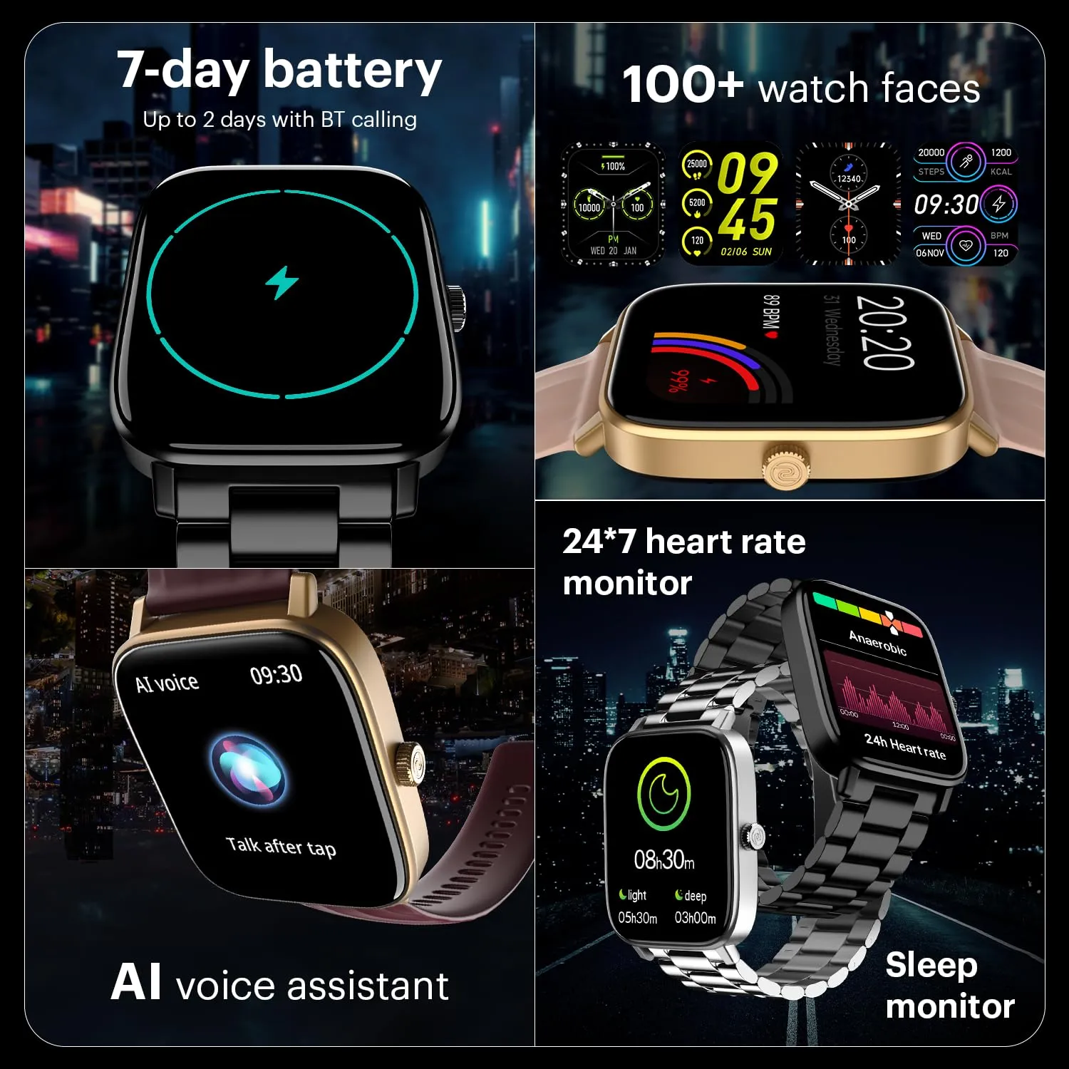 Noise Quad Call 1.81" Display, Bluetooth Calling Smart Watch, AI Voice Assistance, 160 Hrs Battery Life, Metallic Build, in-Built Games, 100 Sports Modes, 100  Watch Faces (Elite Gold)