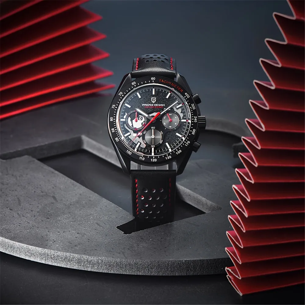 PAGANI DESIGN 2024 Moon Watch, VK63 Stylish Stainless Steel Glass Chronograph Quartz Watch For Men