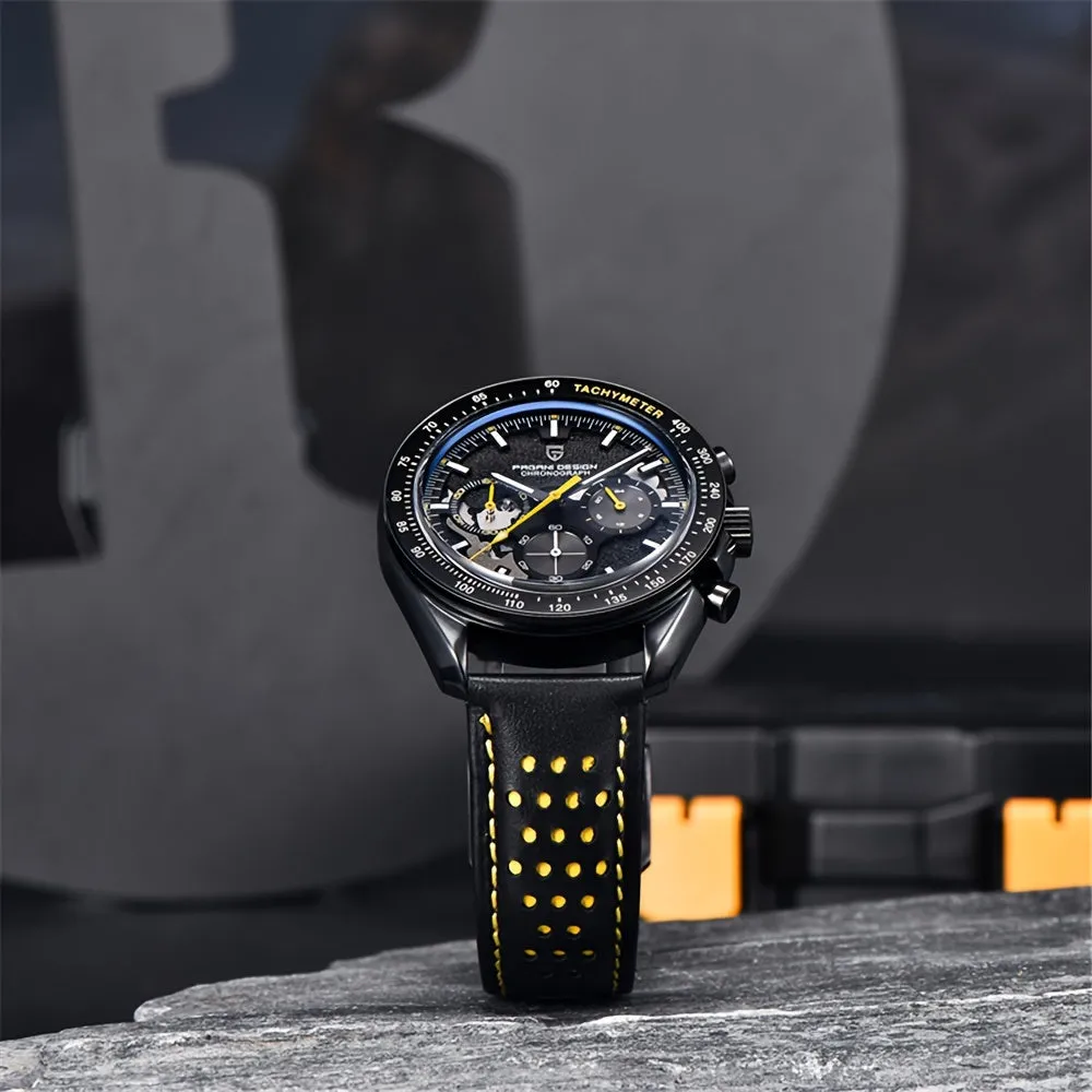 PAGANI DESIGN 2024 Moon Watch, VK63 Stylish Stainless Steel Glass Chronograph Quartz Watch For Men