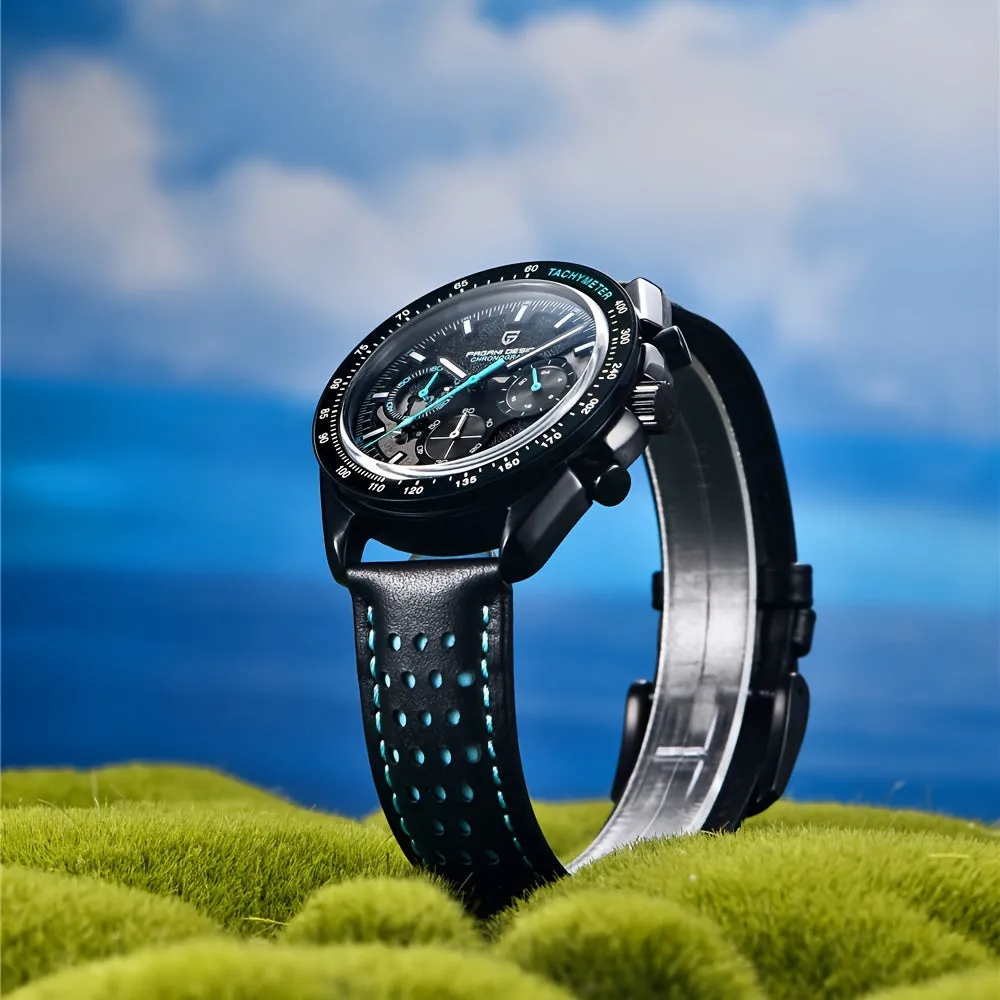 PAGANI DESIGN 2024 Moon Watch, VK63 Stylish Stainless Steel Glass Chronograph Quartz Watch For Men