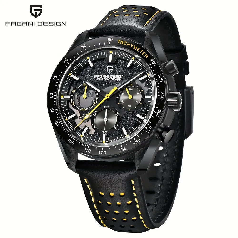 PAGANI DESIGN 2024 Moon Watch, VK63 Stylish Stainless Steel Glass Chronograph Quartz Watch For Men