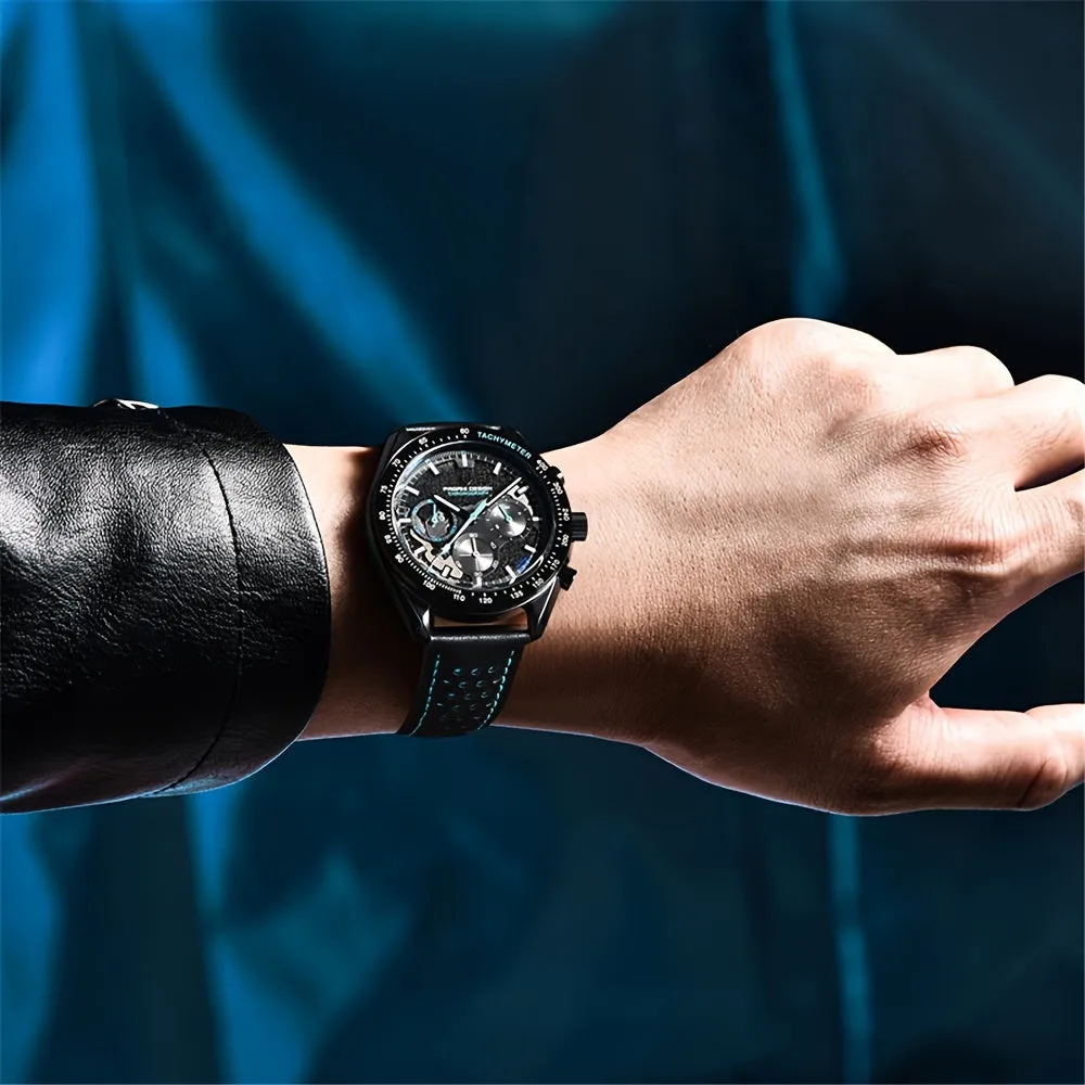 PAGANI DESIGN 2024 Moon Watch, VK63 Stylish Stainless Steel Glass Chronograph Quartz Watch For Men