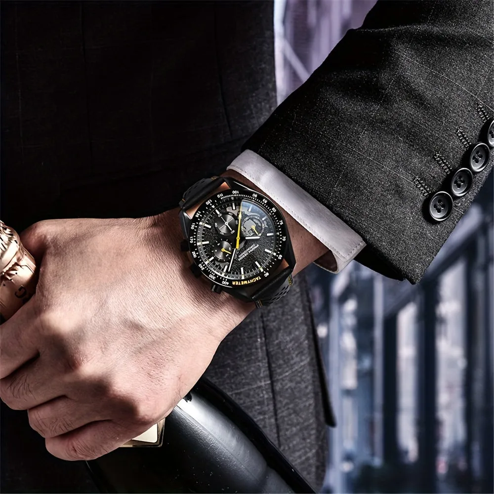 PAGANI DESIGN 2024 Moon Watch, VK63 Stylish Stainless Steel Glass Chronograph Quartz Watch For Men