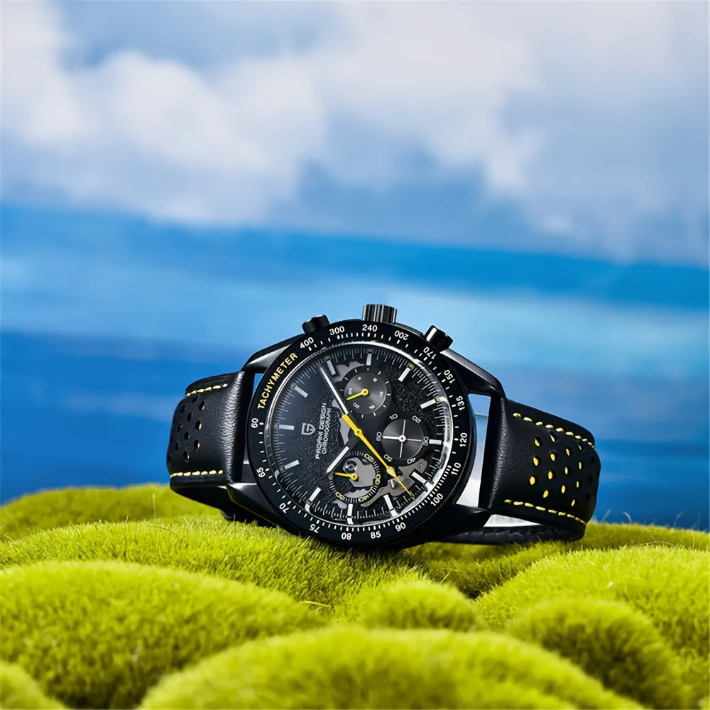 PAGANI DESIGN 2024 Moon Watch, VK63 Stylish Stainless Steel Glass Chronograph Quartz Watch For Men
