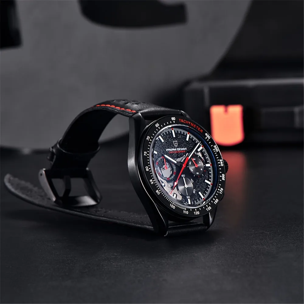 PAGANI DESIGN 2024 Moon Watch, VK63 Stylish Stainless Steel Glass Chronograph Quartz Watch For Men