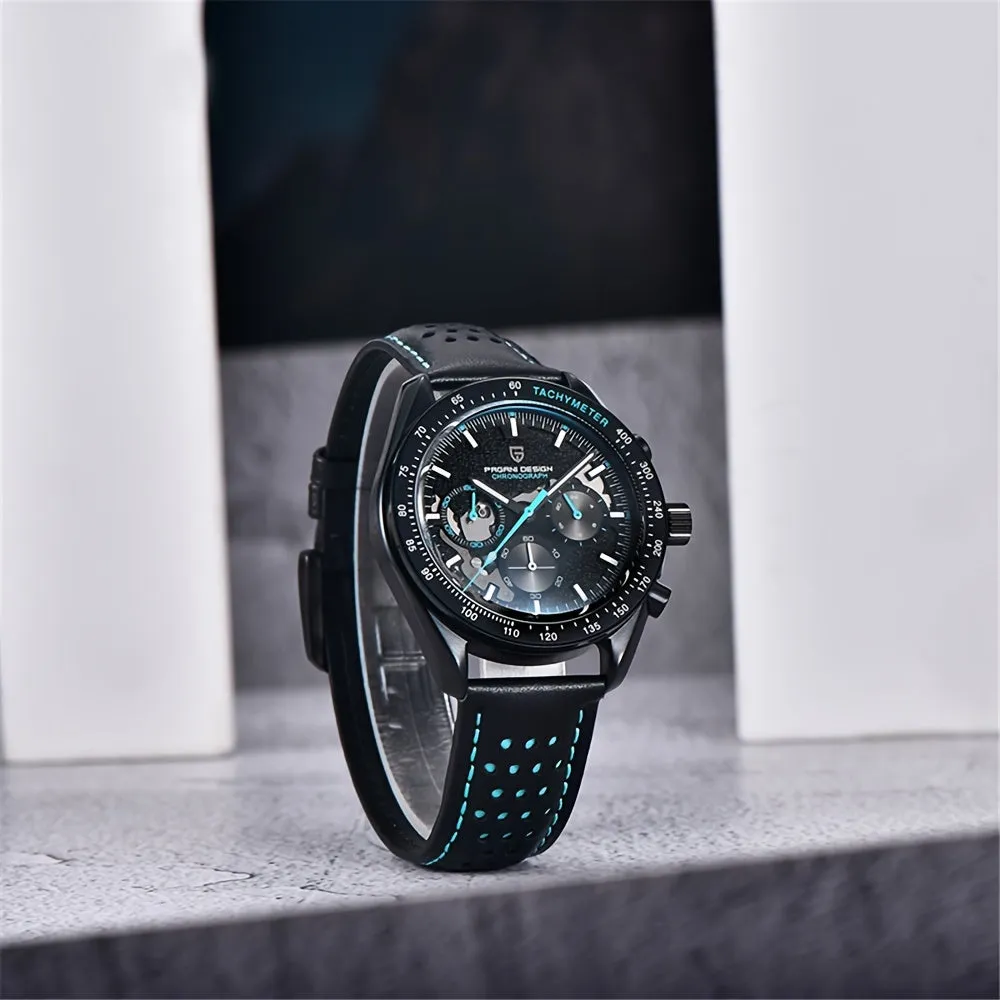 PAGANI DESIGN 2024 Moon Watch, VK63 Stylish Stainless Steel Glass Chronograph Quartz Watch For Men